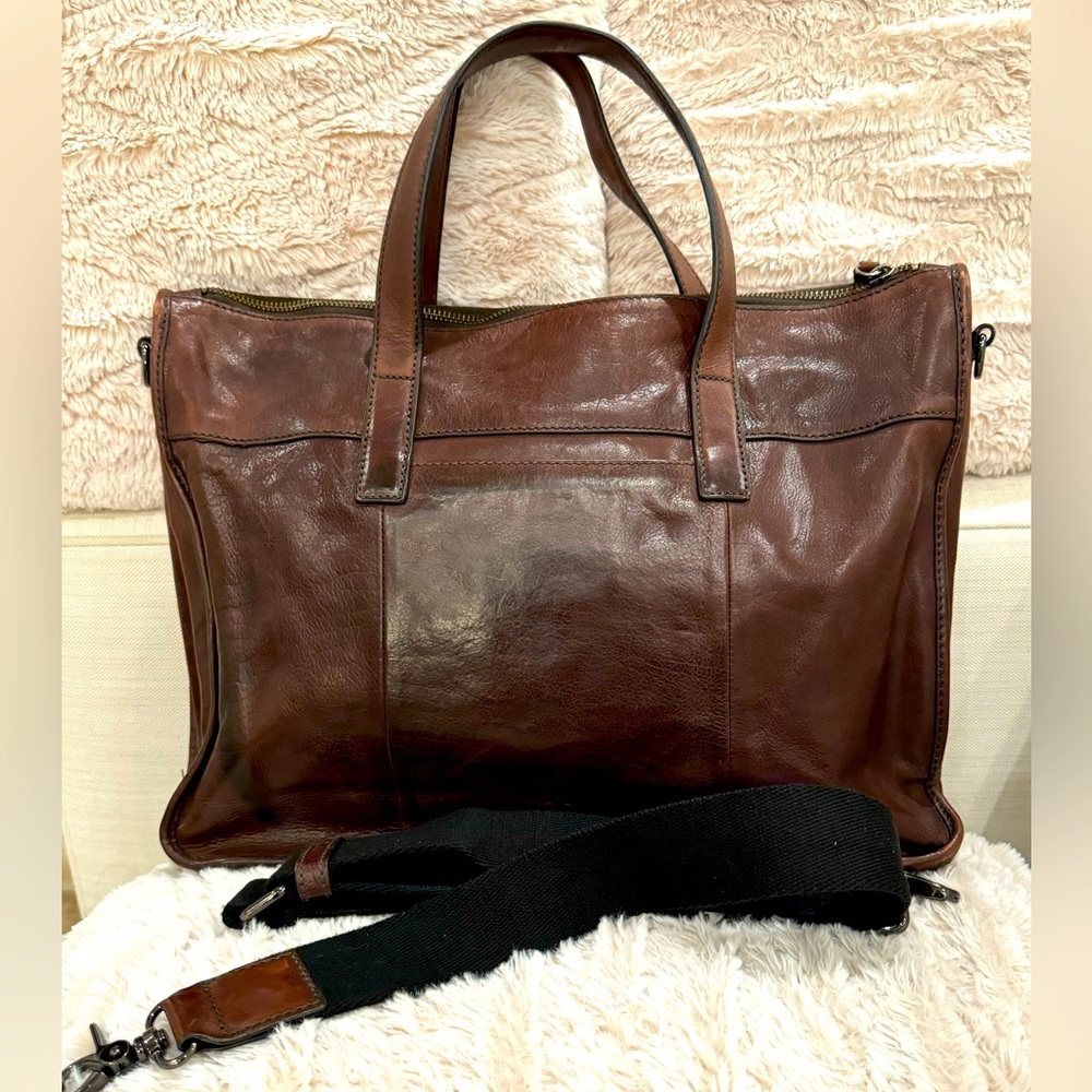 Frye Brown Leather Laptop Bag With Strap Gem